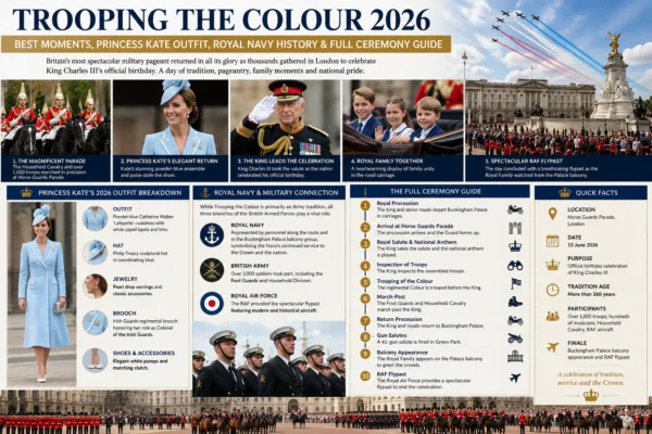 Trooping the Colour 2026: Best Moments, Princess Kate Outfit, Royal Navy History and Full Ceremony Guide