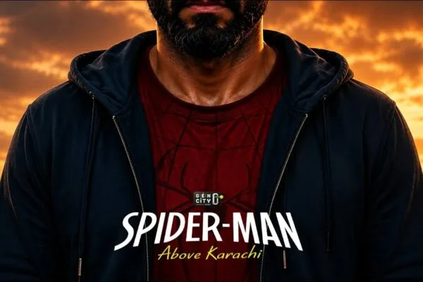 spider-man above karachi by sibghat shaikh